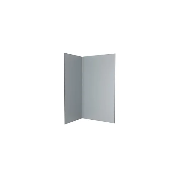 Pack de 2 panneaux muraux de salle de bains, gris avec profilés noirs, l.120+90 x H.210 x P.0,3 cm, Galedo Alucolors