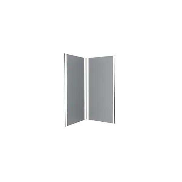 Pack de 2 panneaux muraux de salle de bains, gris avec profilés noirs, l.90+90 x H.210 x P.0,3 cm, Galedo Alucolors