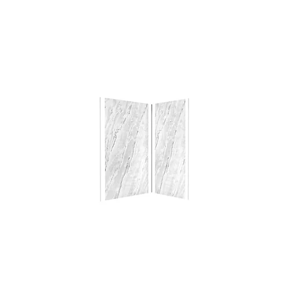 Pack de 2 panneaux muraux de salle de bains, gris effet marbre avec profilés chromés, l.120+90 x H.210 x P.0,3 cm, Galedo Homestone