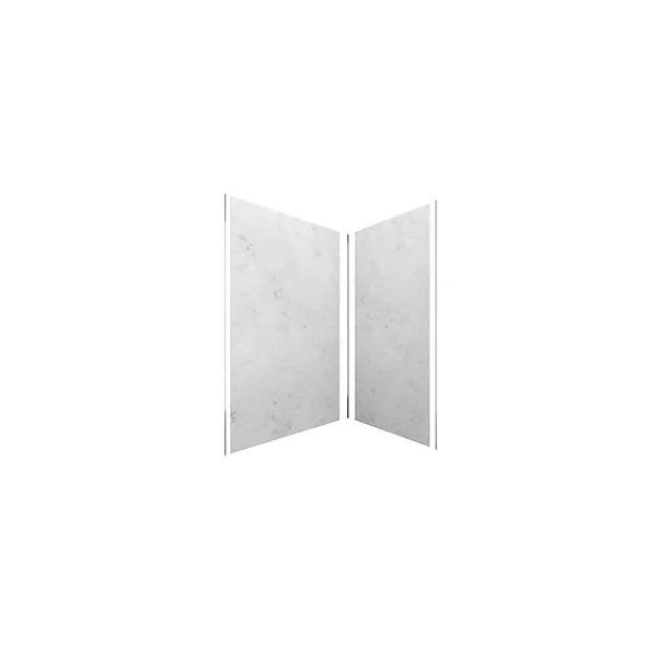 Pack de 2 panneaux muraux de salle de bains, gris effet pierre avec profilés chromés, l.120+90 x H.210 x P.0,3 cm, Galedo Homestone