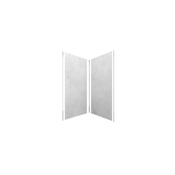 Pack de 2 panneaux muraux de salle de bains, gris effet pierre avec profilés chromés, l.90+90 x H.210 x P.0,3 cm, Galedo Homestone