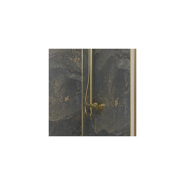 Pack de 2 panneaux muraux de salle de bains, gris et doré effet marbre avec profilés dorés, l.90+90 x H.210 x P.0,3 cm, Galedo Homestone