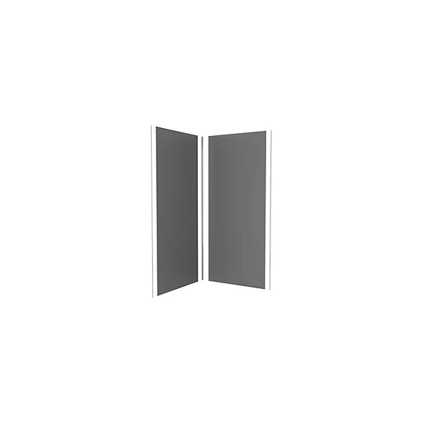 Pack de 2 panneaux muraux de salle de bains, gris foncé avec profilés chromés, l.90+90 x H.210 x P.0,3 cm, Galedo Alucolors