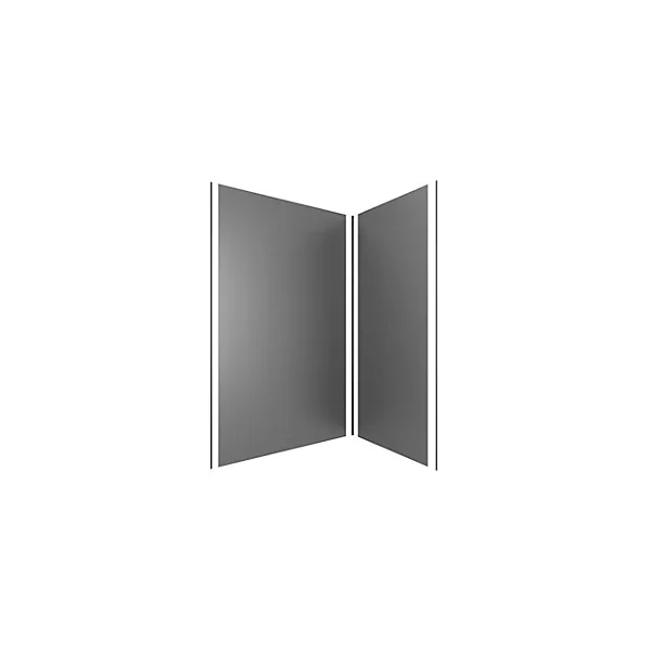 Pack de 2 panneaux muraux de salle de bains, gris foncé avec profilés noirs, l.120+90 x H.210 x P.0,3 cm, Galedo Alucolors