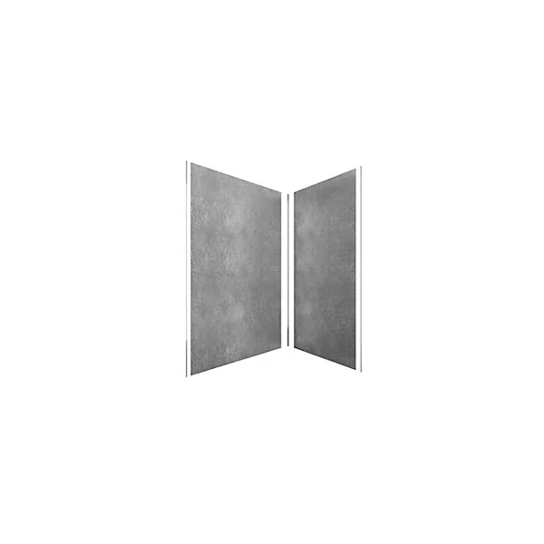 Pack de 2 panneaux muraux de salle de bains, gris foncé effet pierre avec profilés chromés, l.120+90 x H.210 x P.0,3 cm, Galedo Homestone