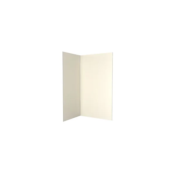Pack de 2 panneaux muraux de salle de bains, ivoire avec profilés chromés, l.120+90 x H.210 x P.0,3 cm, Galedo Alucolors