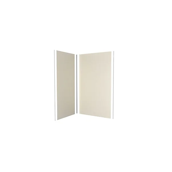 Pack de 2 panneaux muraux de salle de bains, ivoire avec profilés chromés, l.120+90 x H.210 x P.0,3 cm, Galedo Alucolors