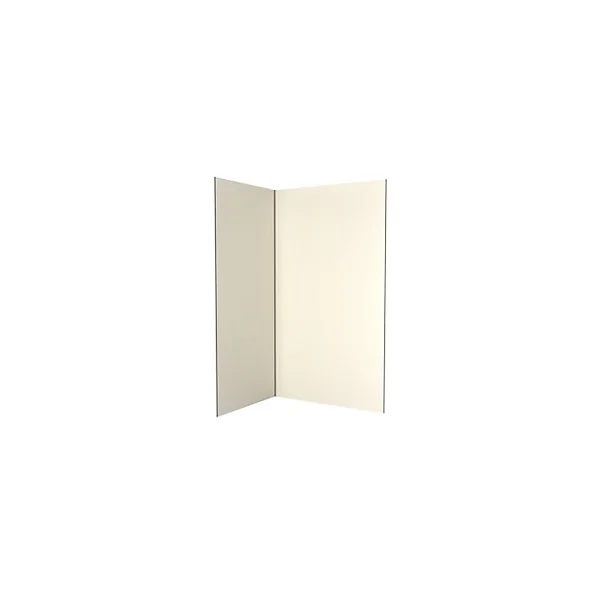 Pack de 2 panneaux muraux de salle de bains, ivoire avec profilés noirs, l.120+90 x H.210 x P.0,3 cm, Galedo Alucolors