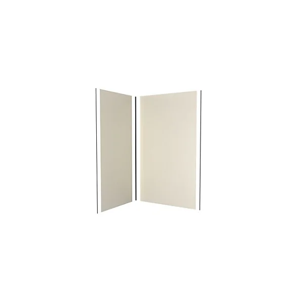 Pack de 2 panneaux muraux de salle de bains, ivoire avec profilés noirs, l.120+90 x H.210 x P.0,3 cm, Galedo Alucolors