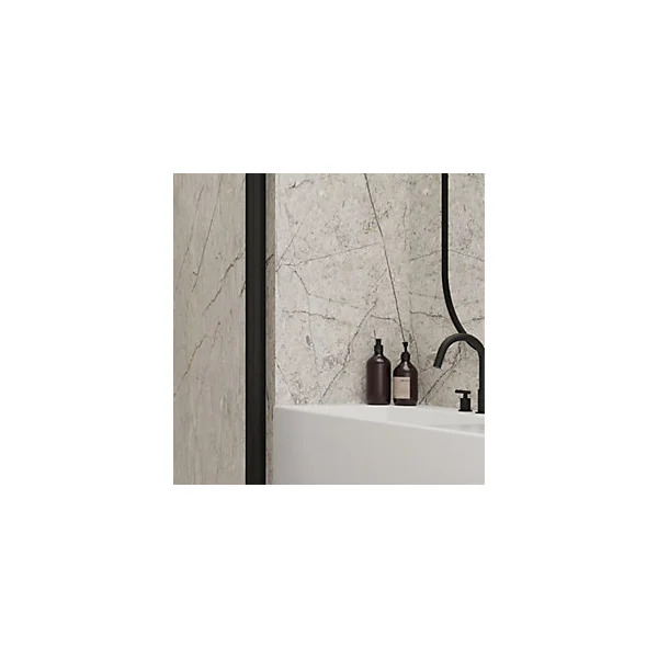 Pack de 2 panneaux muraux de salle de bains l.100 x H.210 cm, effet pierre greige-veiné , Schulte DécoDesign Décor