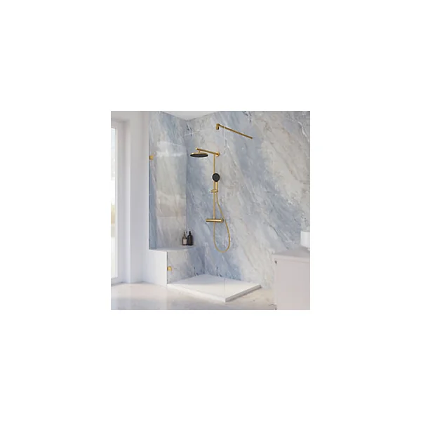 Pack de 2 panneaux muraux de salle de bains l.100 x H.255 cm, effet marbre bleu, Schulte DécoDesign Softtouch