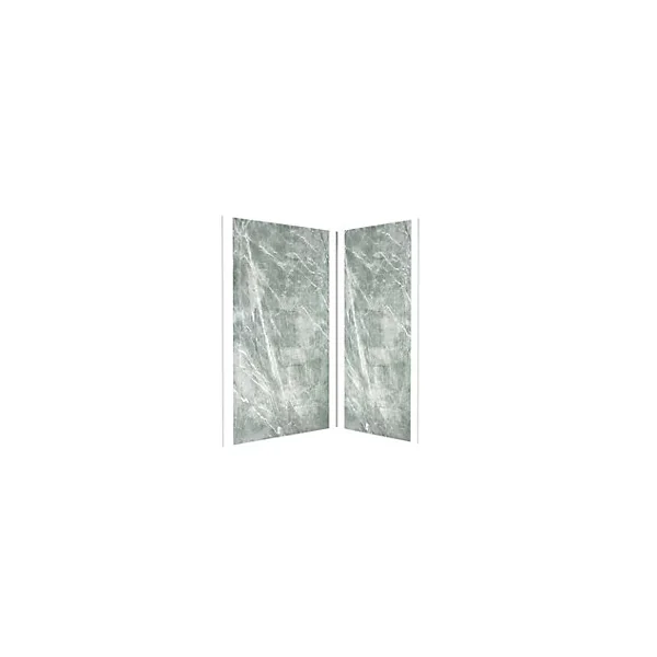 Pack de 2 panneaux muraux de salle de bains, vert effet pierre avec profilés chromés, l.120+90 x H.210 x P.0,3 cm, Galedo Homestone