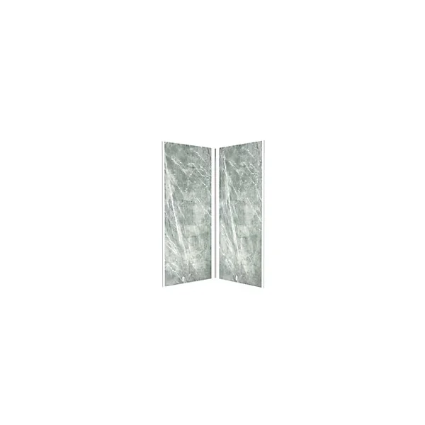 Pack de 2 panneaux muraux de salle de bains, vert effet pierre avec profilés chromés, l.90+90 x H.210 x P.0,3 cm, Galedo Homestone