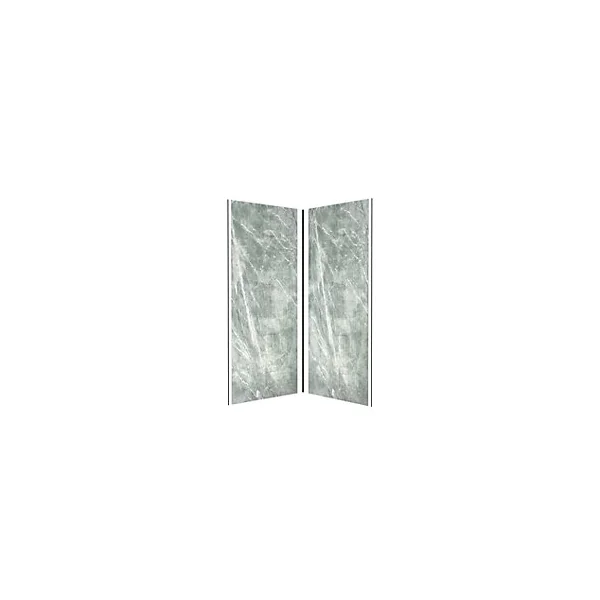 Pack de 2 panneaux muraux de salle de bains, vert effet pierre avec profilés noirs, l.90+90 x H.210 x P.0,3 cm, Galedo Homestone