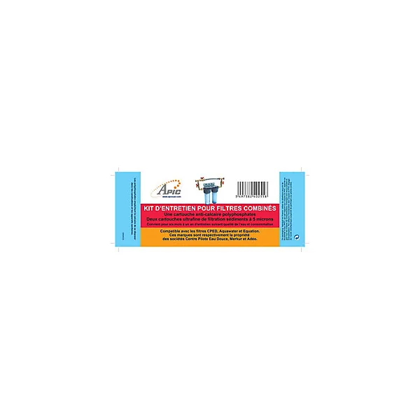 Pack entretien pour filtre double Apic composé de 2 cartouches ultra fine et 1 cartouche anticalcaire