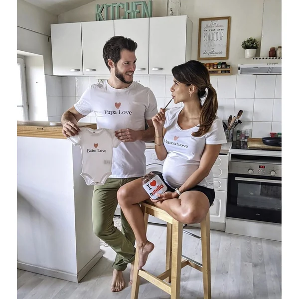 Pack Family papa Love, mama Love et bebe assortis - Coton biologique
