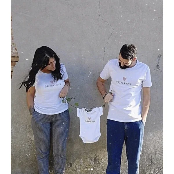 Pack Family papa Love, mama Love et bebe assortis - Coton biologique