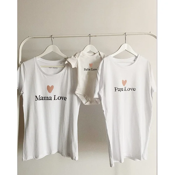 Pack Family papa Love, mama Love et bebe assortis - Coton biologique