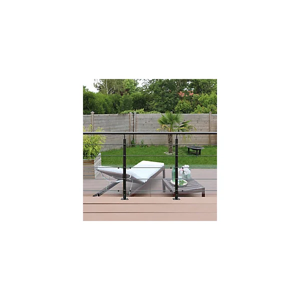 Pack garde-corps 2m Opaluminium noir pose à plat