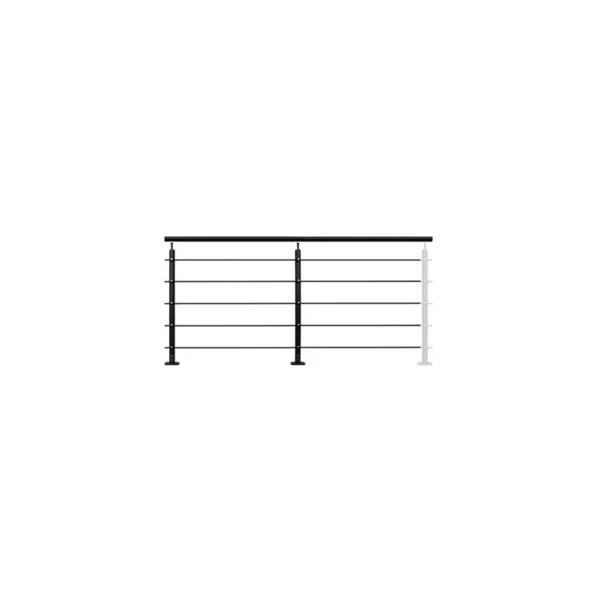 Pack garde-corps 2m Opaluminium noir pose à plat
