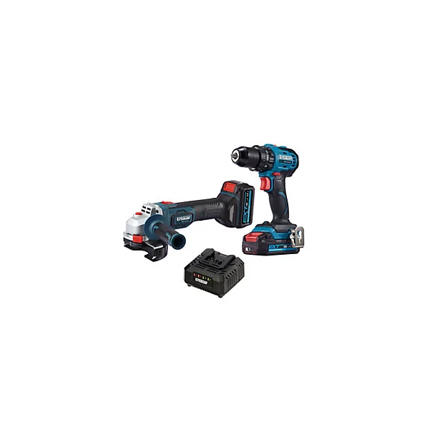 Pack perceuse et meuleuse Erbauer 18V - 4Ah batterie incluse