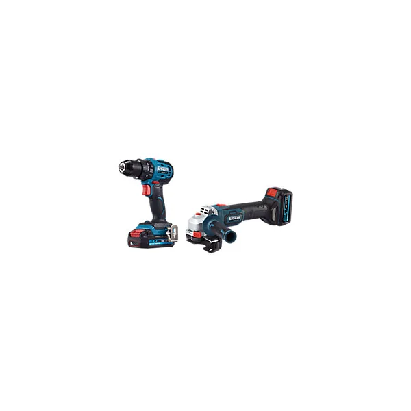Pack perceuse et meuleuse Erbauer 18V - 4Ah batterie incluse