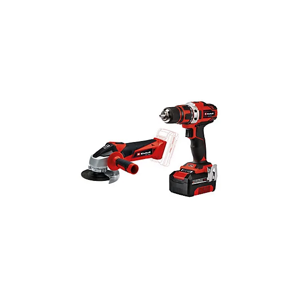 Pack Perceuse-visseuse et meuleuse sans fil Einhell TE-TK 18/2 Li Kit 18V - 1x4Ah + 1x2Ah et sac porte-outils