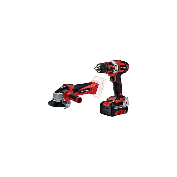 Pack Perceuse-visseuse et meuleuse sans fil Einhell TE-TK 18/2 Li Kit 18V - 1x4Ah + 1x2Ah et sac porte-outils