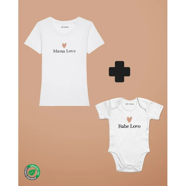 Pack Tee-shirt Mama Love + Body Babe Love assorti