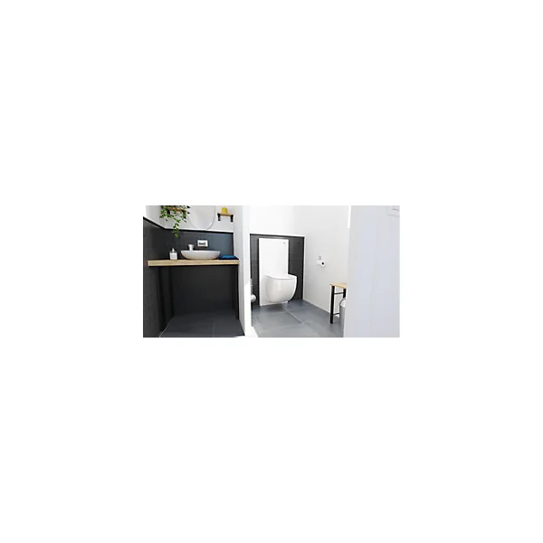 Pack WC suspendu broyeur blanc avec bâti et pompe de relevage intégrée, SFA Sanicompact Comfort Box blanc