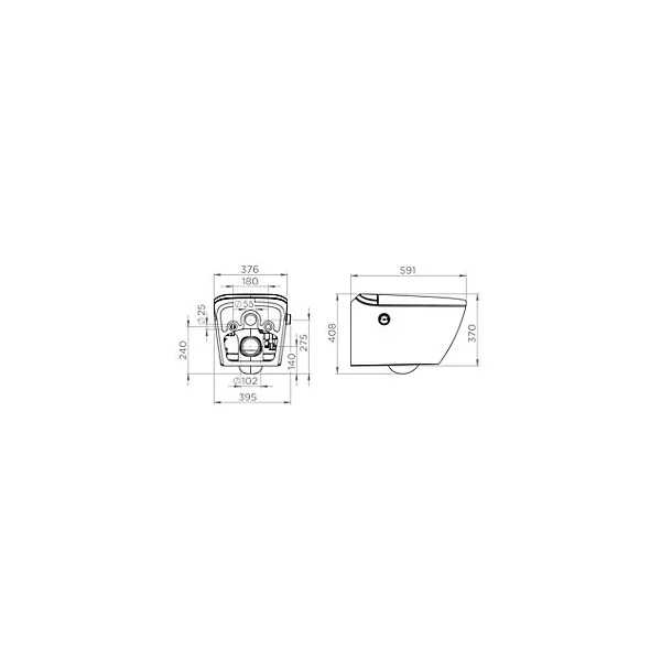 Pack WC suspendu lavant avec cuvette sans bride, LED et télécommande, SFA Saniwash
