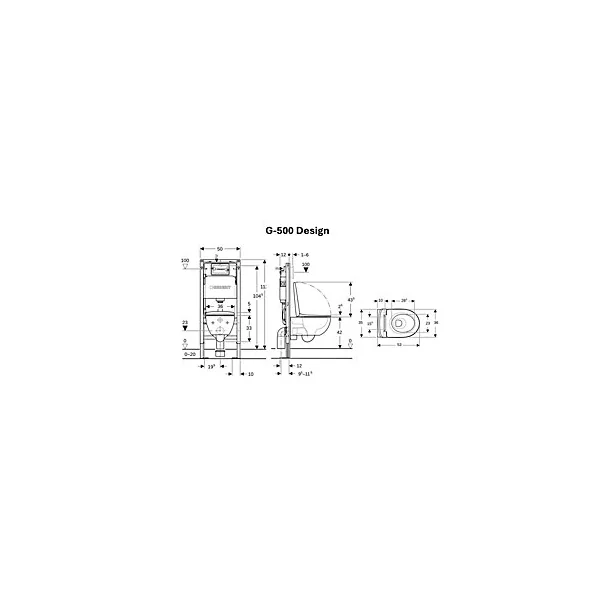 Pack WC suspendu sans bride, Geberit G-500 Design