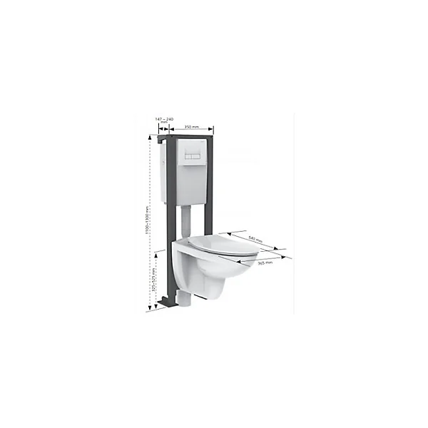 Pack WC suspendu Siamp Topaze émaillée avec abattant + bâti-support