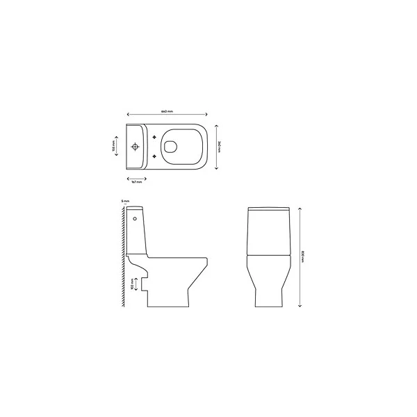 Pack WC à poser sans bride avec sortie horizontale GoodHome Teesta