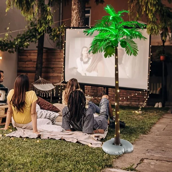 Palmier Artificiel Éclairé par LED de 180 cm Palmier Tropical de Style Hawaïen avec 309 Lumières LED pour Intérieur et Extérieur Plage Fête Vacances