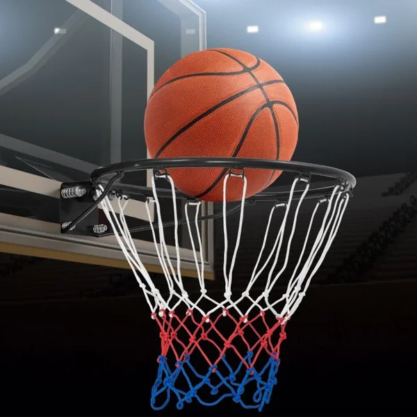 Panier de Basket Anneau Suspendu avec Filet Toutes Saisons Jante de Basket-ball Murale Remplacement Universelle Ø38,5 CM Noir