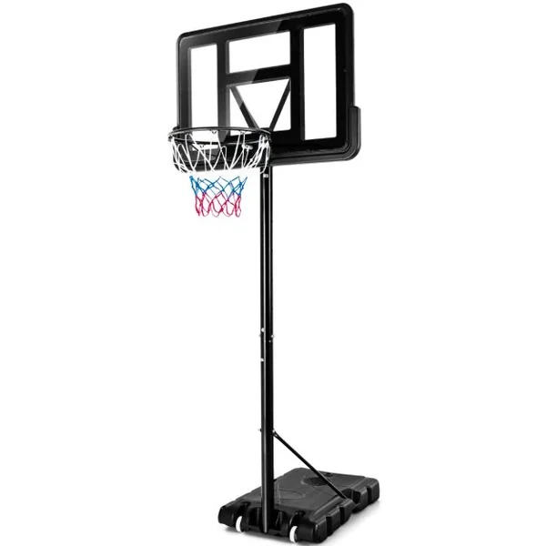 Panier de Basket Extérieur avec Hauteur Réglable 130-305 cm Support de Basket sur Pied avec Panneau en HDPE et Filet Base Remplissable & 2 Roues