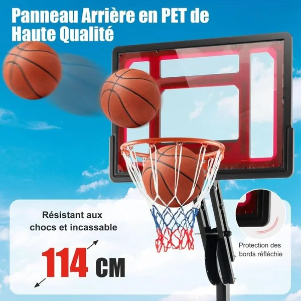 Panier de Basket Extérieur sur Pied Hauteur Réglable 1,05-2,6 m pour Enfants et Adultes