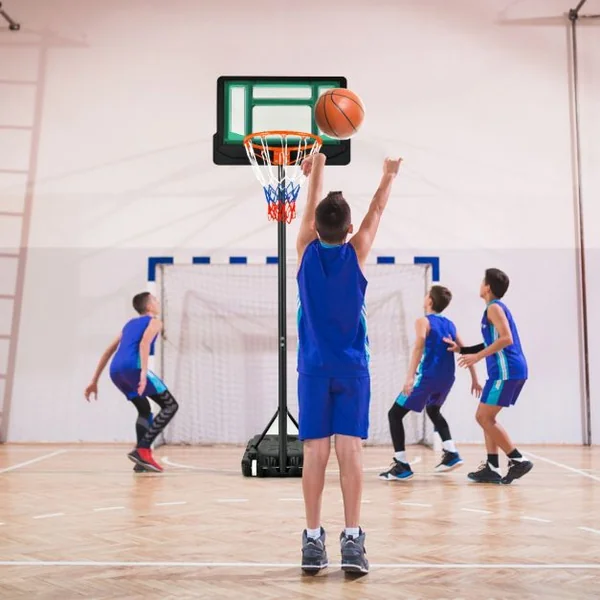 Panier de Basket pour Enfants Jouet de But de Basket Résistant aux Intempéries avec Hauteur Réglable de 132 à 250 CM Rouge/Vert/Bleu