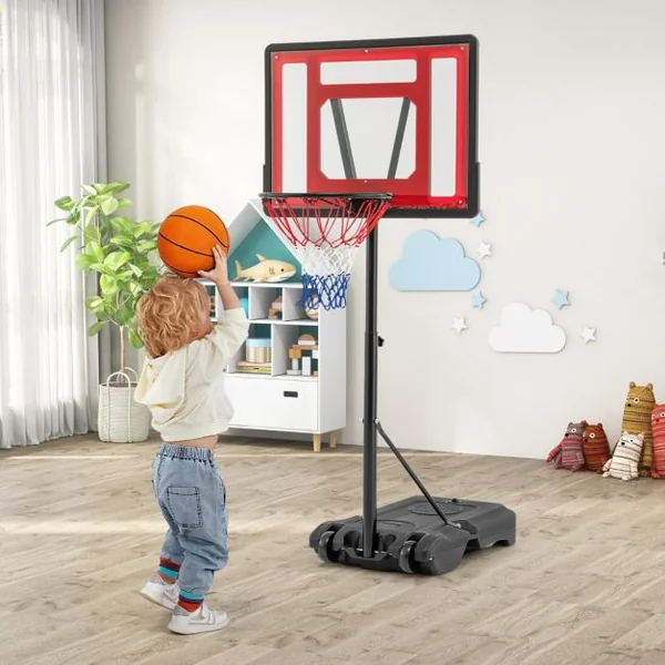 Panier de Basket-Ball de Piscine Support de Basket-Ball Réglable en Hauteur Panier de Basket-ball Mobile Rouge