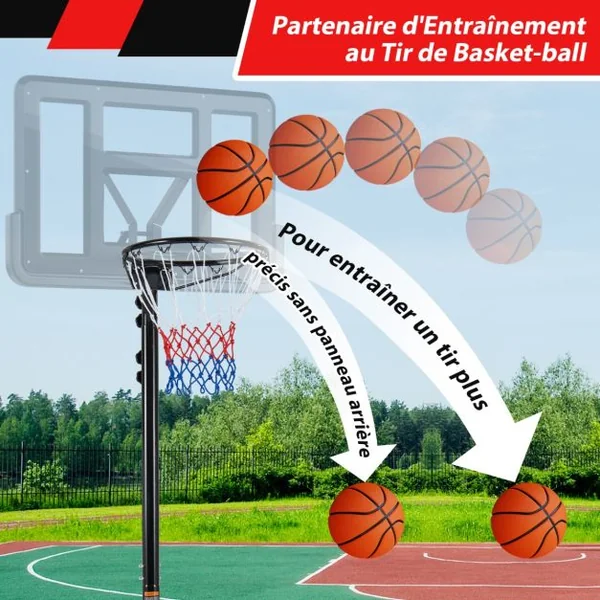 Panier de Basket-Ball Hauteur 260-305cm Support de Basketball Mobile avec Base Rechargeable 2 Roues Jante Résistants aux Intempéries