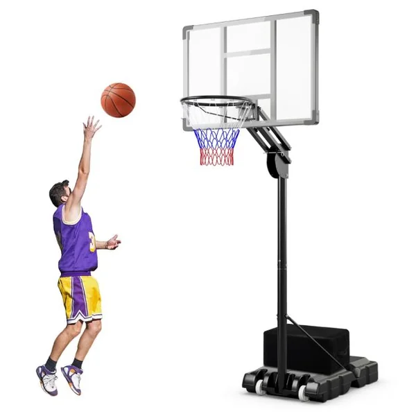 Panier de Basket-Ball sur Pied avec Hauteur Réglable à 10 Niveaux 149-305 CM Basketball avec Base Remplissable Sac de Poids Panneau Arrière