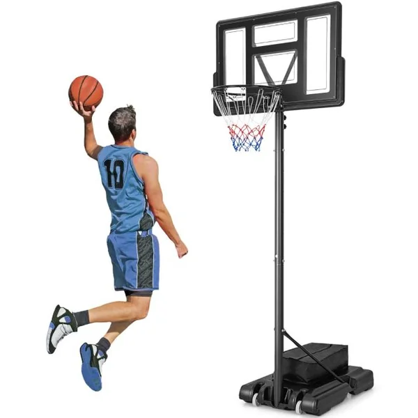 Panier de Basket-Ball sur Pied avec Hauteur Réglable à 11 Niveaux 135-305 CM Ensemble de Basketball avec Base Rechargeable