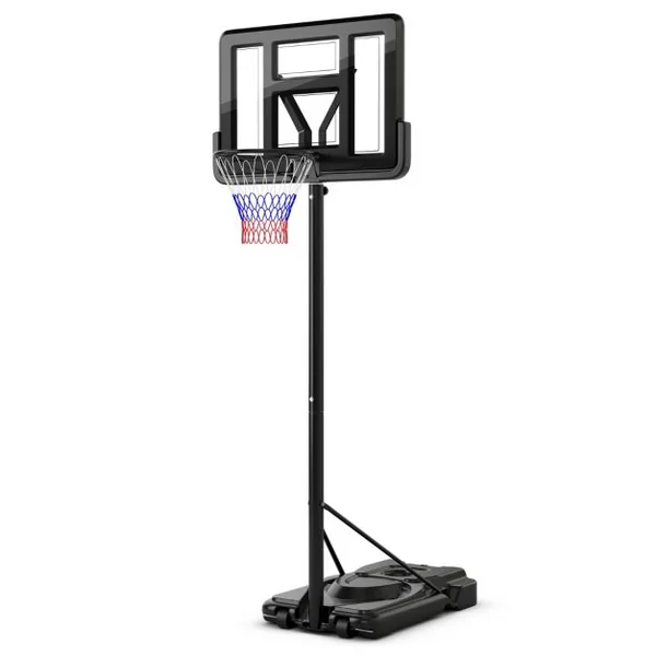 Panier de Basket-Ball sur Pied avec Hauteur Réglable à 12 Niveaux 232-305CM Basketball avec Roues Panneau Arrière Rangement de Balle
