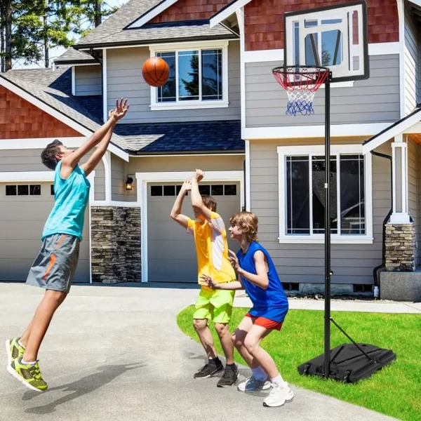 Panier de Basket-ball sur Pied avec Hauteur Réglable à 8 Niveaux 172-305CM Ensemble de Basketball avec Tube Central Amovible Base de 32 L