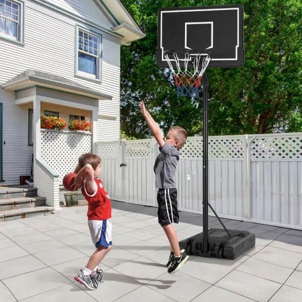 Panier de Basket-Ball sur Pied Hauteur 210-260cm Support de Basketball Mobile avec Base Remplissable Panneau Arrière en PC et Roues