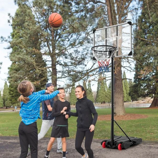Panier de Basket-Ball sur Pied Hauteur Réglable 176-206cm Support de Basketball Mobile avec Base Remplissable Panneau Incassable et Roues