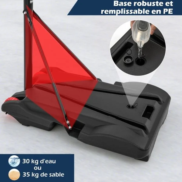 Panier de Basket-Ball sur Pied Hauteur Réglable 176-206cm Support de Basketball Mobile avec Base Remplissable Panneau Incassable et Roues