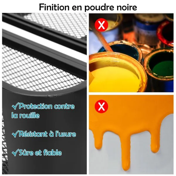 Panier pour Véhicule Tout Terrain en Métal avec Conception en Maille Panier à Bagages Grand Espace de Rangement Noir