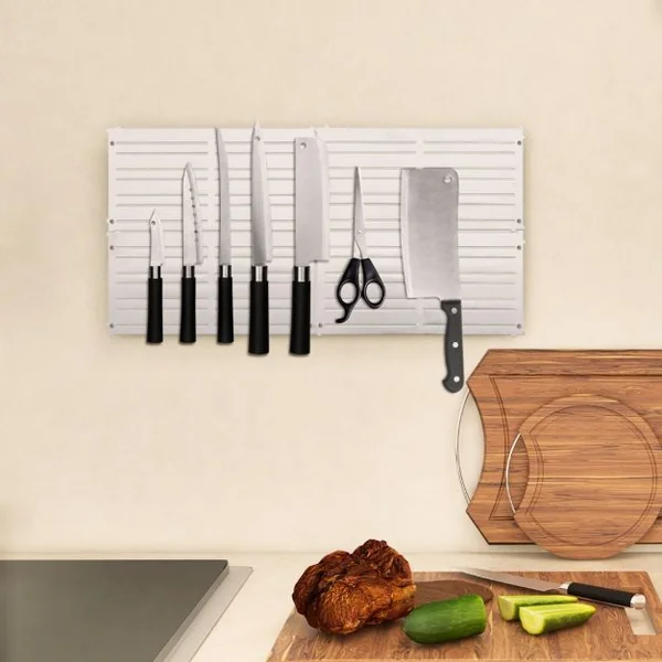 Panneau Mural Porte-Outils Lot de 4 avec 32 Bandes Magnétiques Puissantes Système de Rangement Mural pour Outils Peu Encombrants pour Atelier Garage